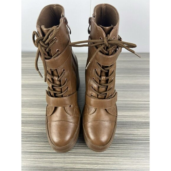 Limelight Womens Boot Size 8 Jazzie Brown Lace Up Zipper Platform Boots Shoe Y2K - Picture 3 of 10
